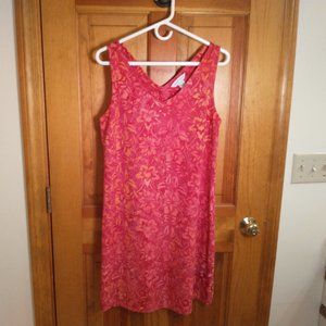 Nomadic Traders Sleeveless Knee-Length Batik Rayon Dress, Magenta and Pink, size